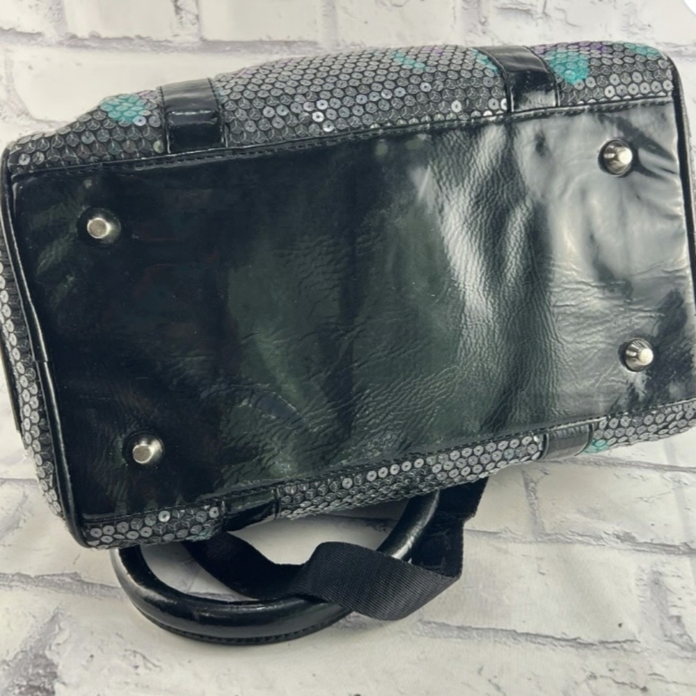 BETSEY JOHNSON Vintage Double Handle Crossbody Studded Sequin Handbag - Picture 6 of 10